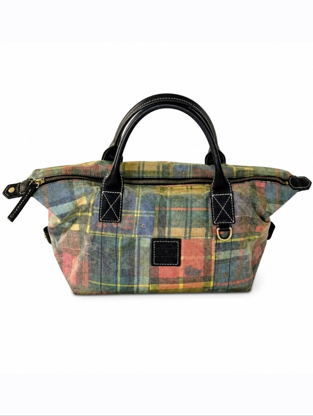 Vintage Dooney & Bourke Plaid Ladybug Madras Plaid Satchel, 1975